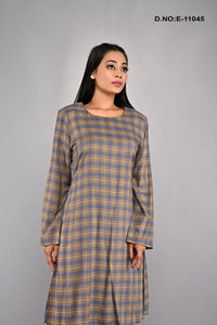Checks Pattern Modern Baju Kurung Design For Women