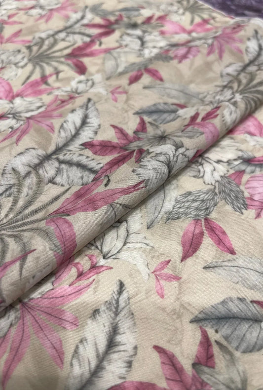 Chic Orchid Floral Printed London Cotton Luxury Dress Fabric