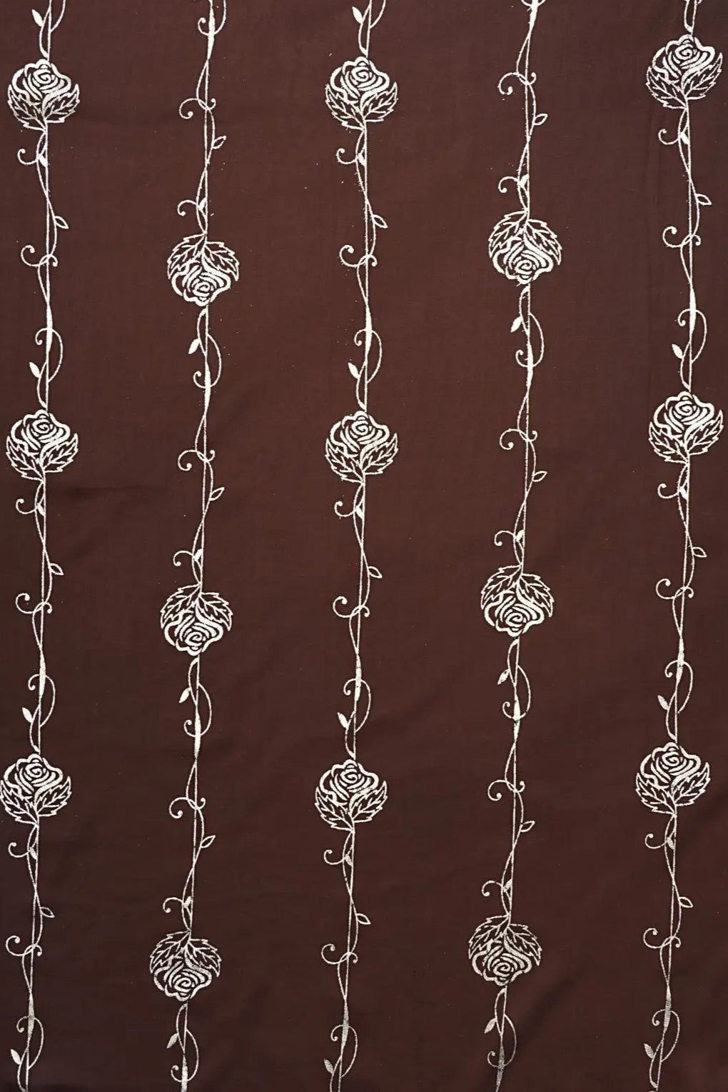 Coffee Armani Satin With Foil Work Fabric