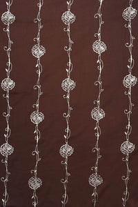 Coffee Armani Satin With Foil Work Fabric
