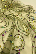 Concentric Spiral Sequence Embroidered Net Fabric