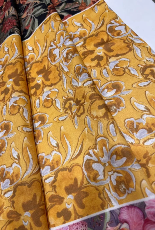 Contemporary Snow Cotton Fabric with Digital Print Detailing