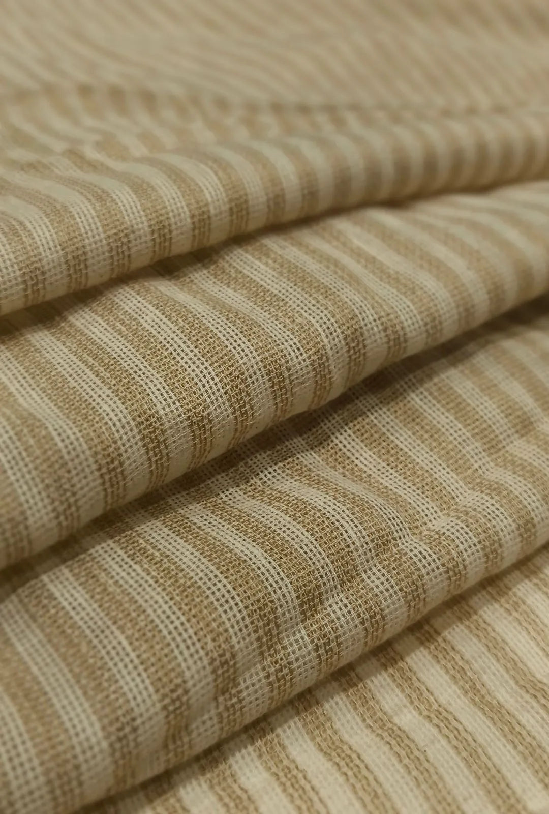 Contemporary Striped Textured Jute Fabric For Ethnic Apparel