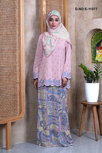 Contrast Colored Baju Kurung With Scarf