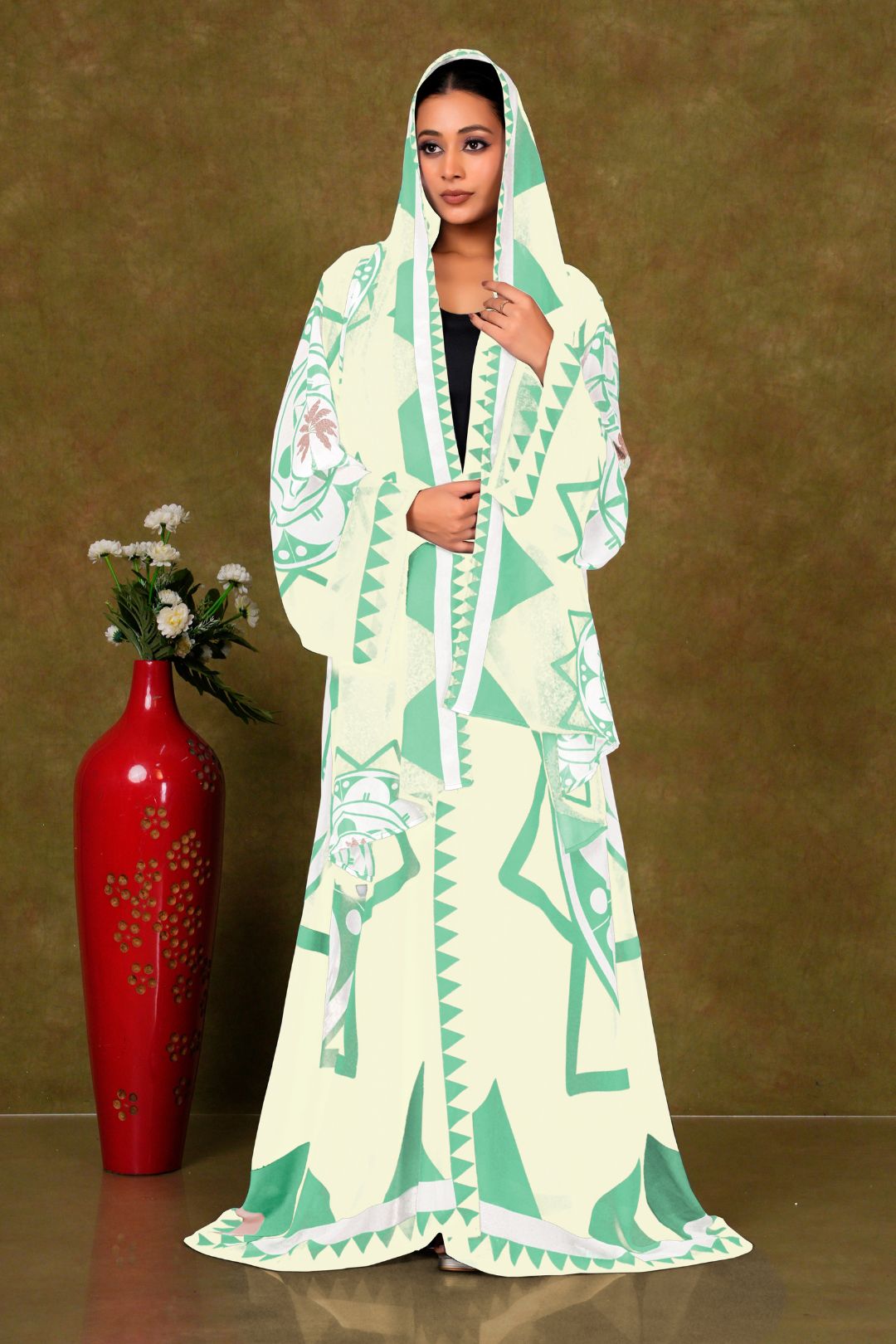 Chiffon Shrug Set with Geometric and Medallion Print GAJIWALA EXPORT