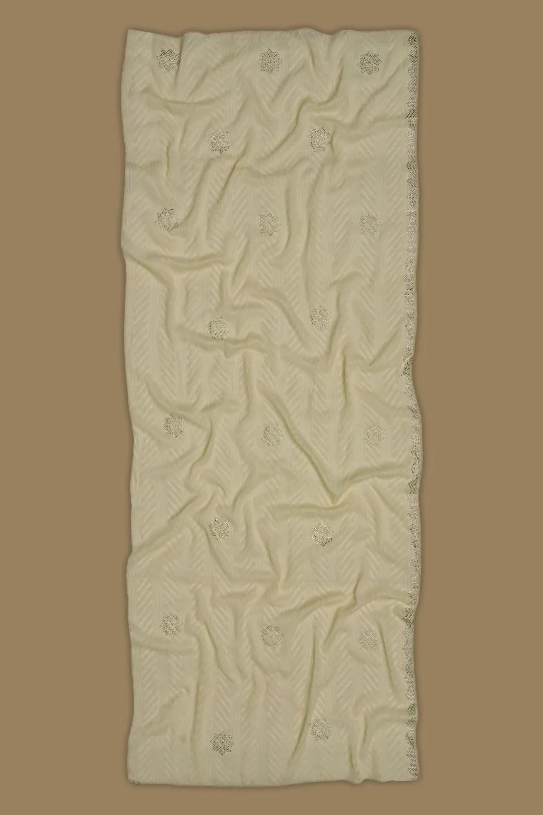 Cream Stonework Designer Stole For Abaya