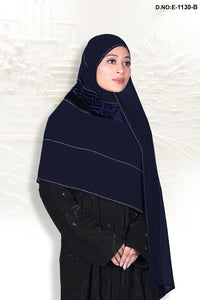 Dark Blue Embellished Florer Diamond Work Dupatta
