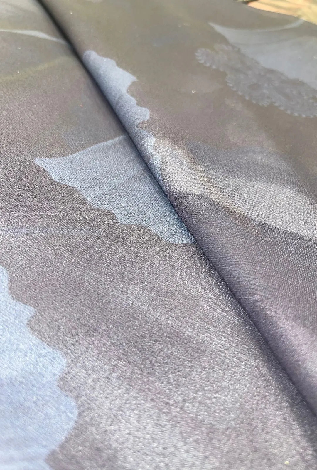 Dark Charcoal Digital Floral Printed Chiffon Fabric