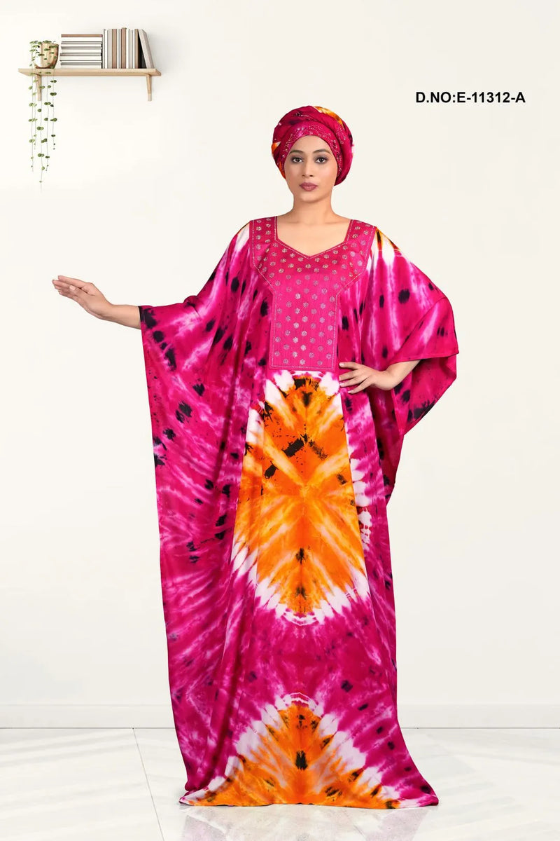 Dark Pink Gorgeous Beachwear Ladies Multicolor Farasa Kaftan
