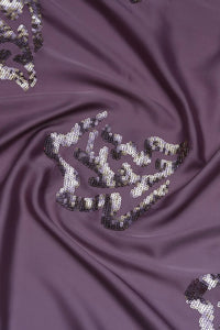 Dark Purple Barbie With Spangle Embroidery Work Fabric