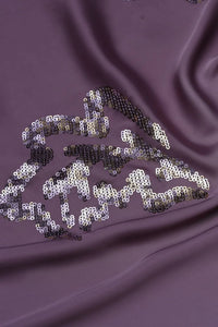 Dark Purple Barbie With Spangle Embroidery Work Fabric