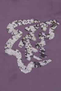 Dark Purple Barbie With Spangle Embroidery Work Fabric