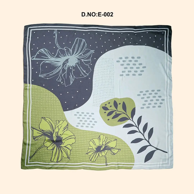 Dark Satin Silk Florer Printed Scarf - GAJIWALA EXPORT