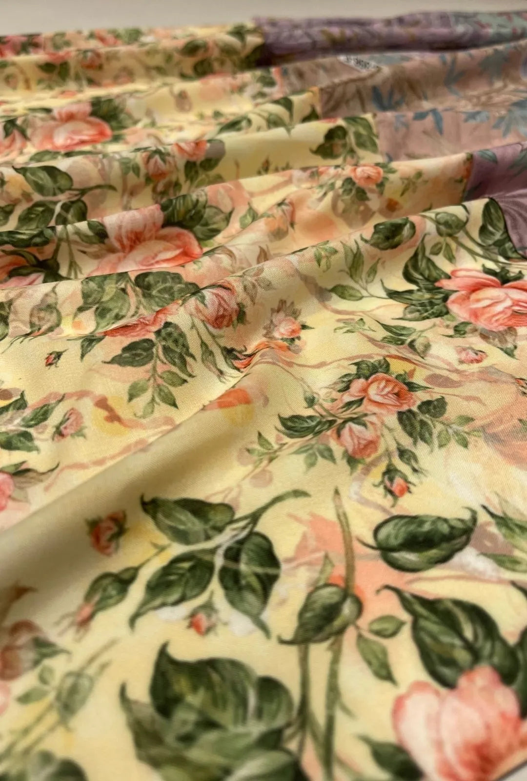 Delicate Cream Rose Printed London Cotton Luxury Gown Fabric