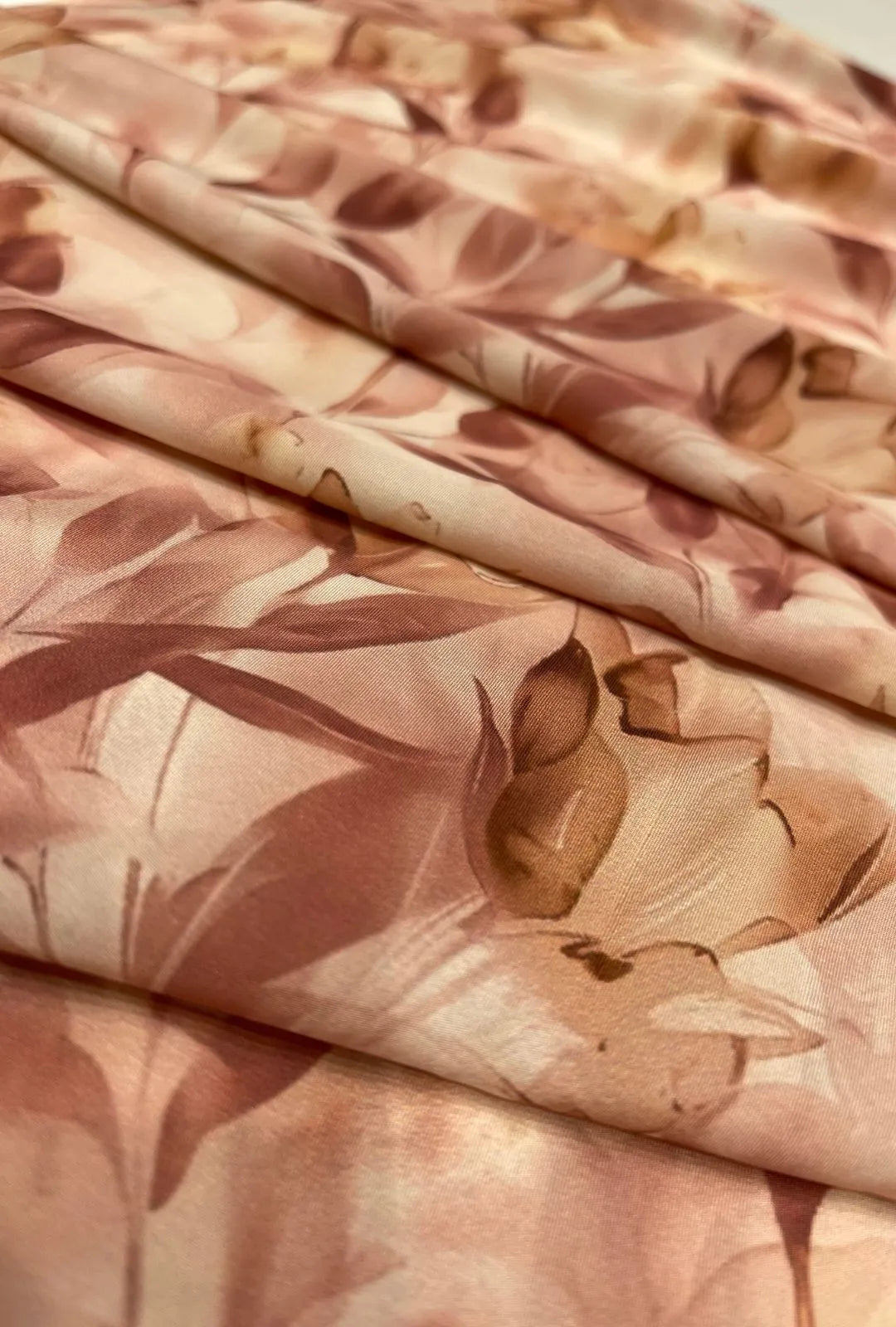 Designer Leaf Printed French Crepe Fabric for Contemporary Apparel