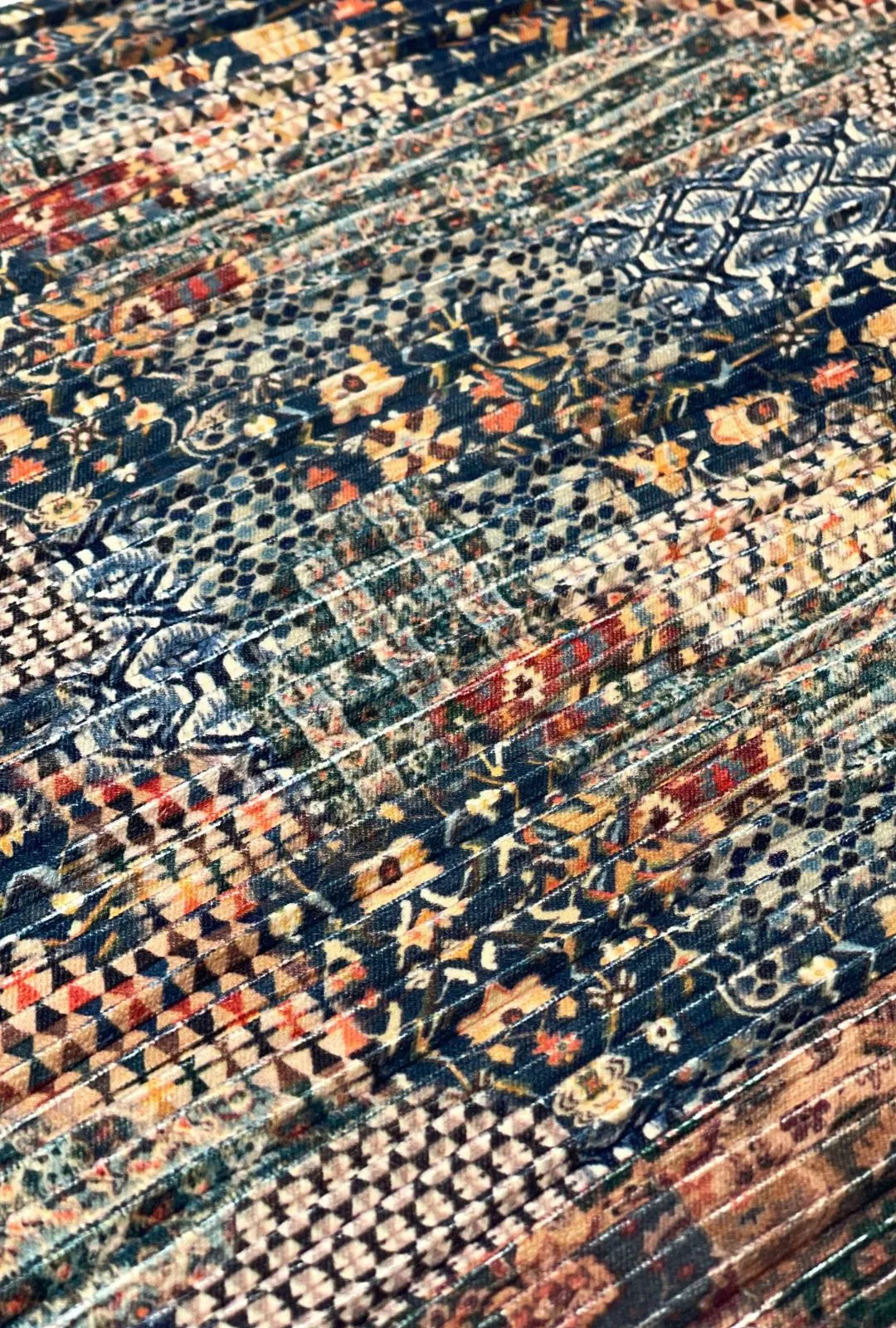 Designer Multi-Pattern Chiku Velvet Fabric with Artistic Digital Print