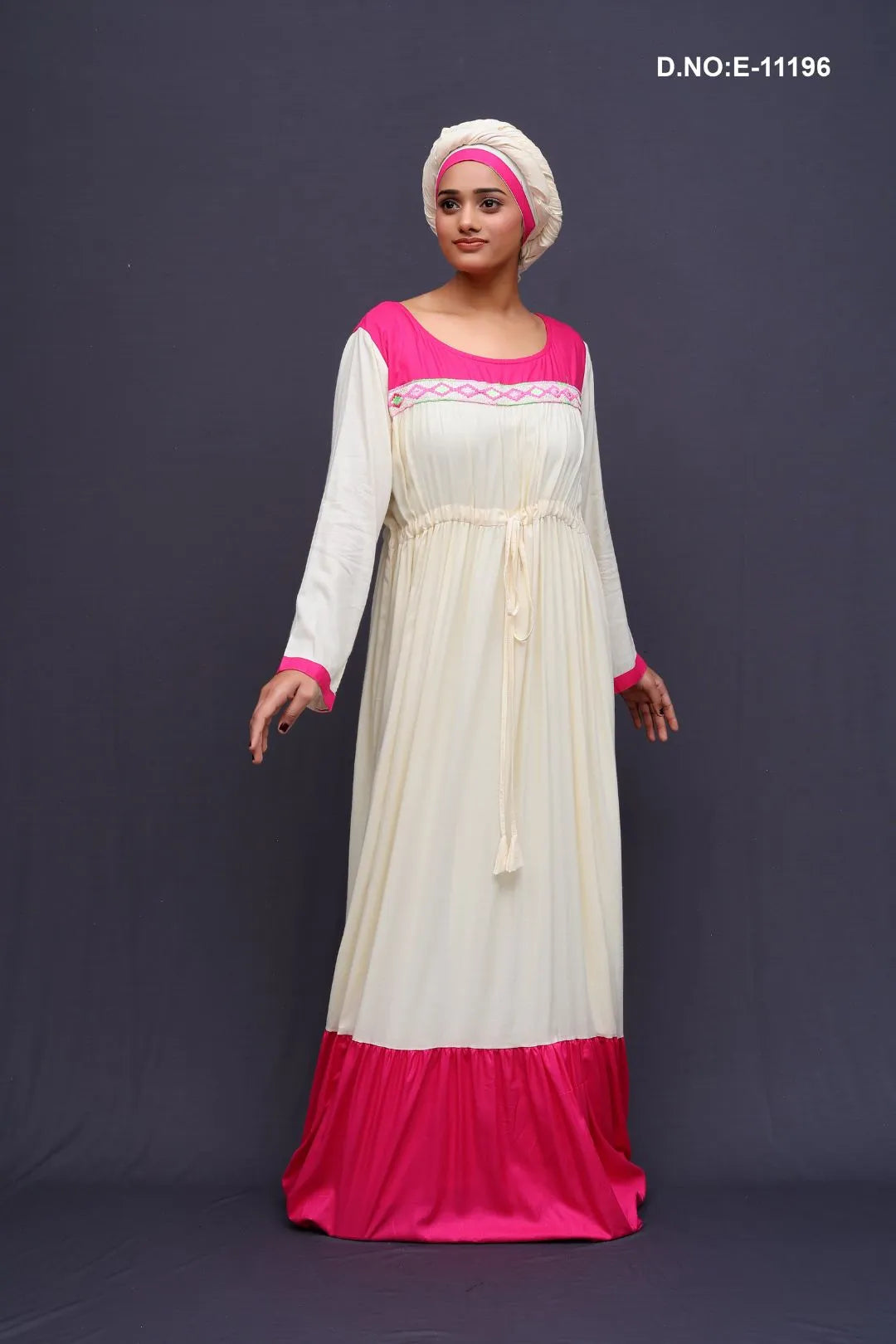 Dual Color Kaftan With Scarf For Women's