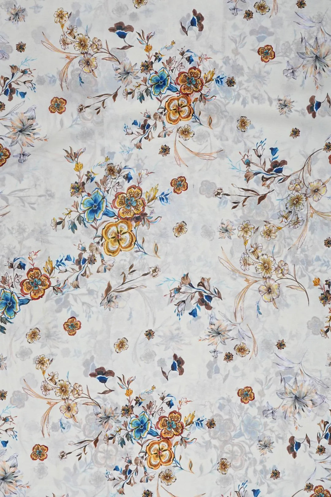 Dujilail Florer Digital Print White Fabrics