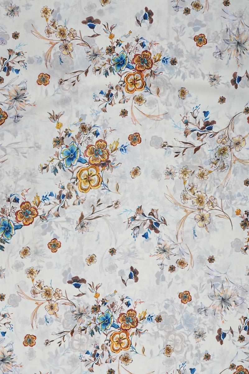 Dujilail Florer Digital Print White Fabrics