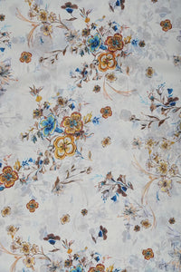 Dujilail Florer Digital Printed White Fabric