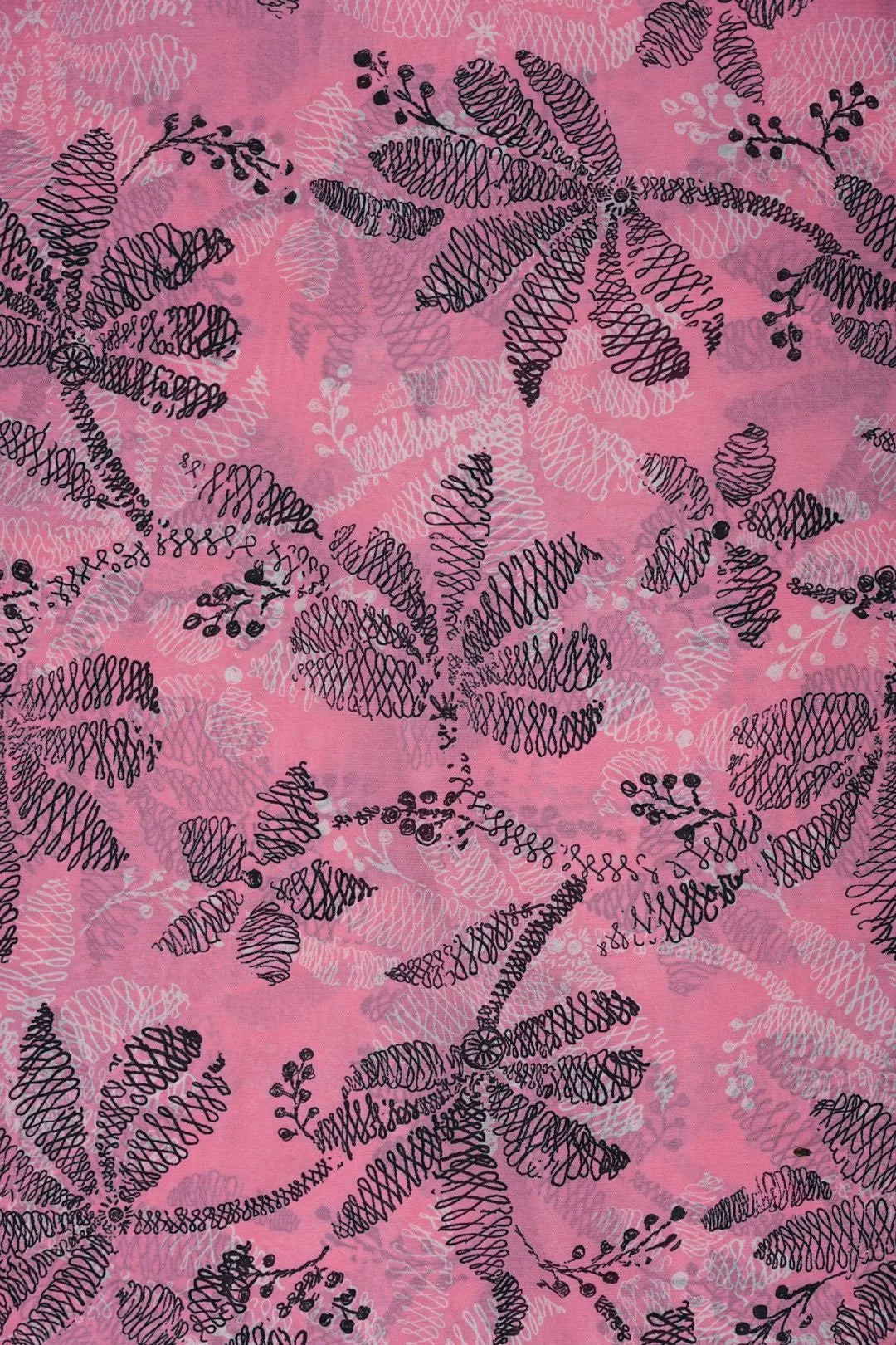 Dujilail Multi-Color Digital Print Pink Fabric