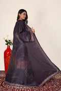 Dusty Plum Printed Border Shrug Abaya Graceful Modest Layer