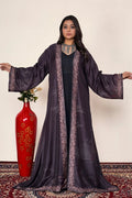 Dusty Plum Printed Border Shrug Abaya Graceful Modest Layer