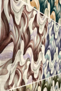 Dynamic Fluid Wave Printed Chiku Linen Boutique Fabric Yardage