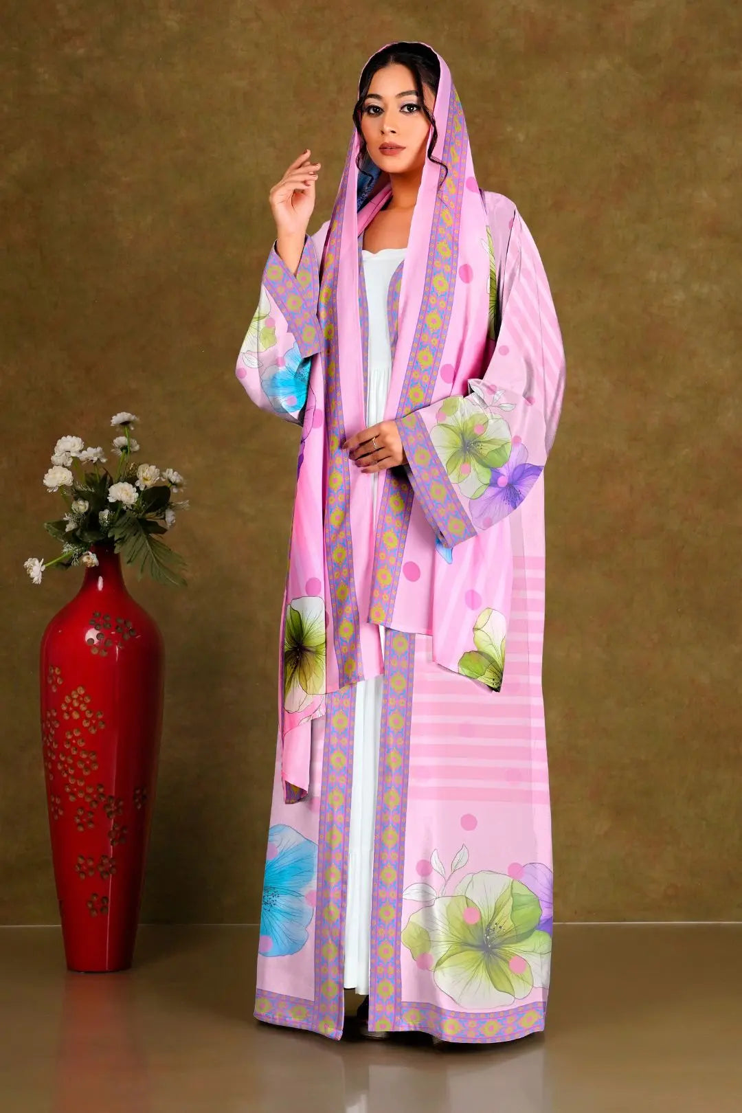 Elegant Floral Printed Shrug with Dupatta Style Drape GAJIWALA EXPORT