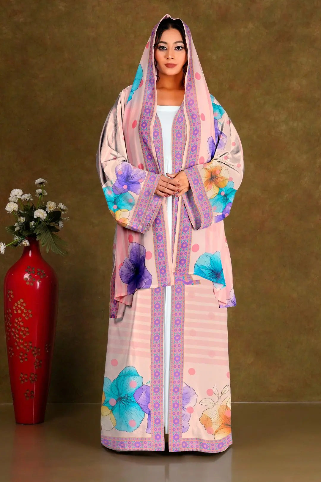 Elegant Floral Printed Shrug with Dupatta Style Drape GAJIWALA EXPORT