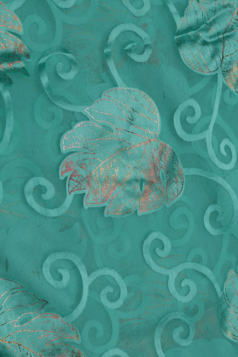 Elegant Brasso Fabric with Foil Applique Design