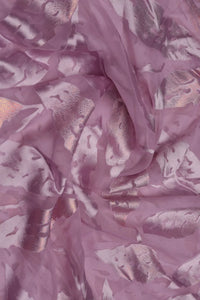 Elegant Brasso Fabric with Foil Threadwork