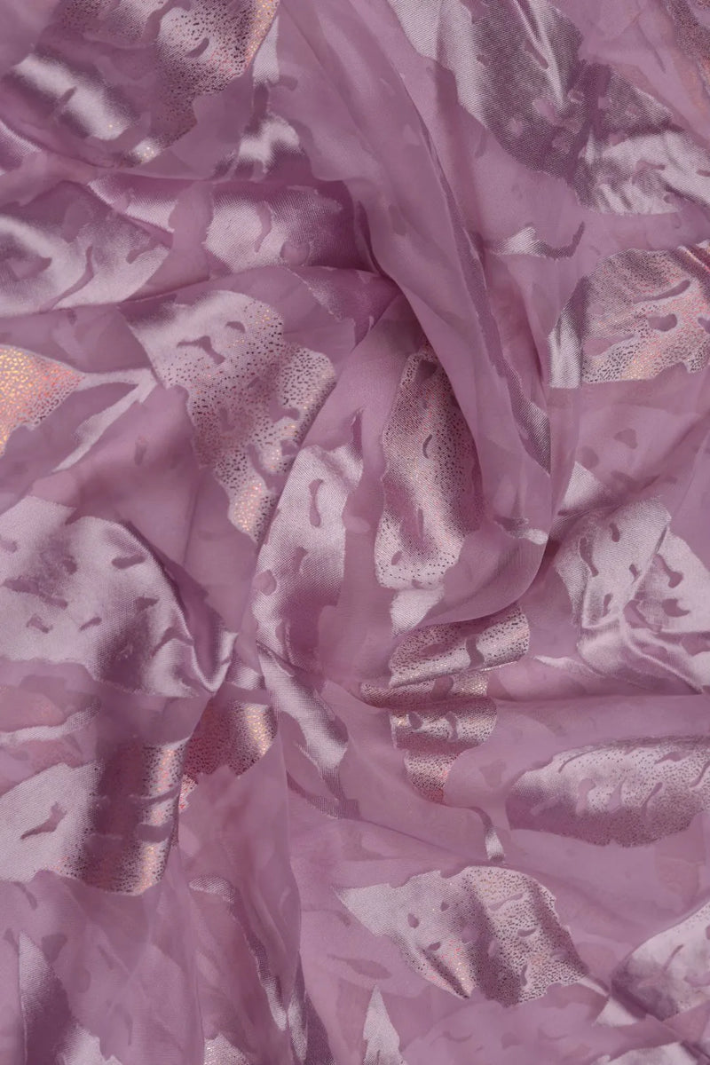 Elegant Brasso Fabric with Foil Threadwork