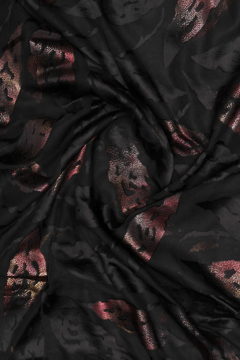 Elegant Brasso Fabric with Foil Work for a Refined, Shimmering Look