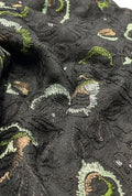 Elegant Floral Embroidered Linen Premium Manteau Cloth Yardage