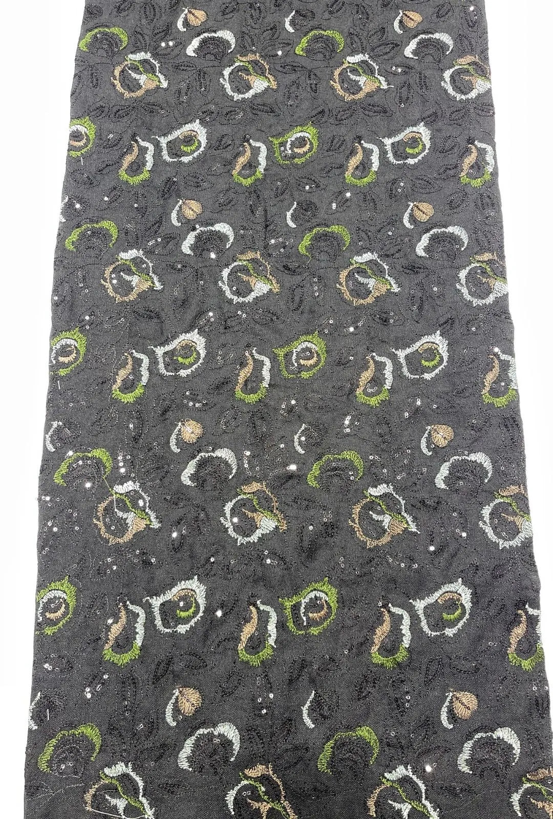 Elegant Floral Embroidered Linen Premium Manteau Cloth Yardage