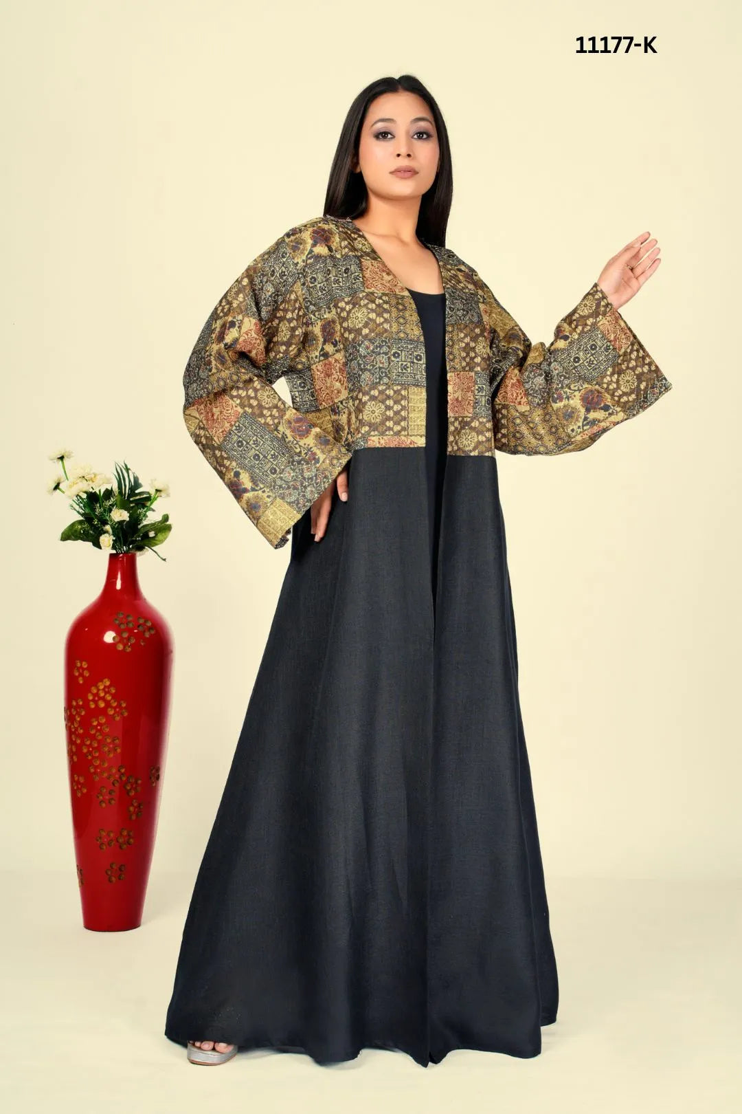 Elegant Flowing Linen Crochet Shrug with Abstract Accents