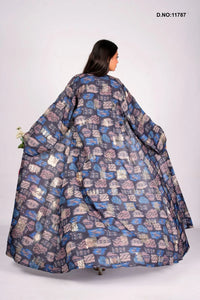 Elegant Linen Shrug Featuring Mosaic Bloom & Embroidered Harmony