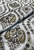 Elegant Paisley Embroidered Polyester Linen Jalabeya Material