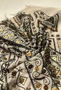 Elite Geometric Embroidered Linen Luxury Takchita Dress Cloth