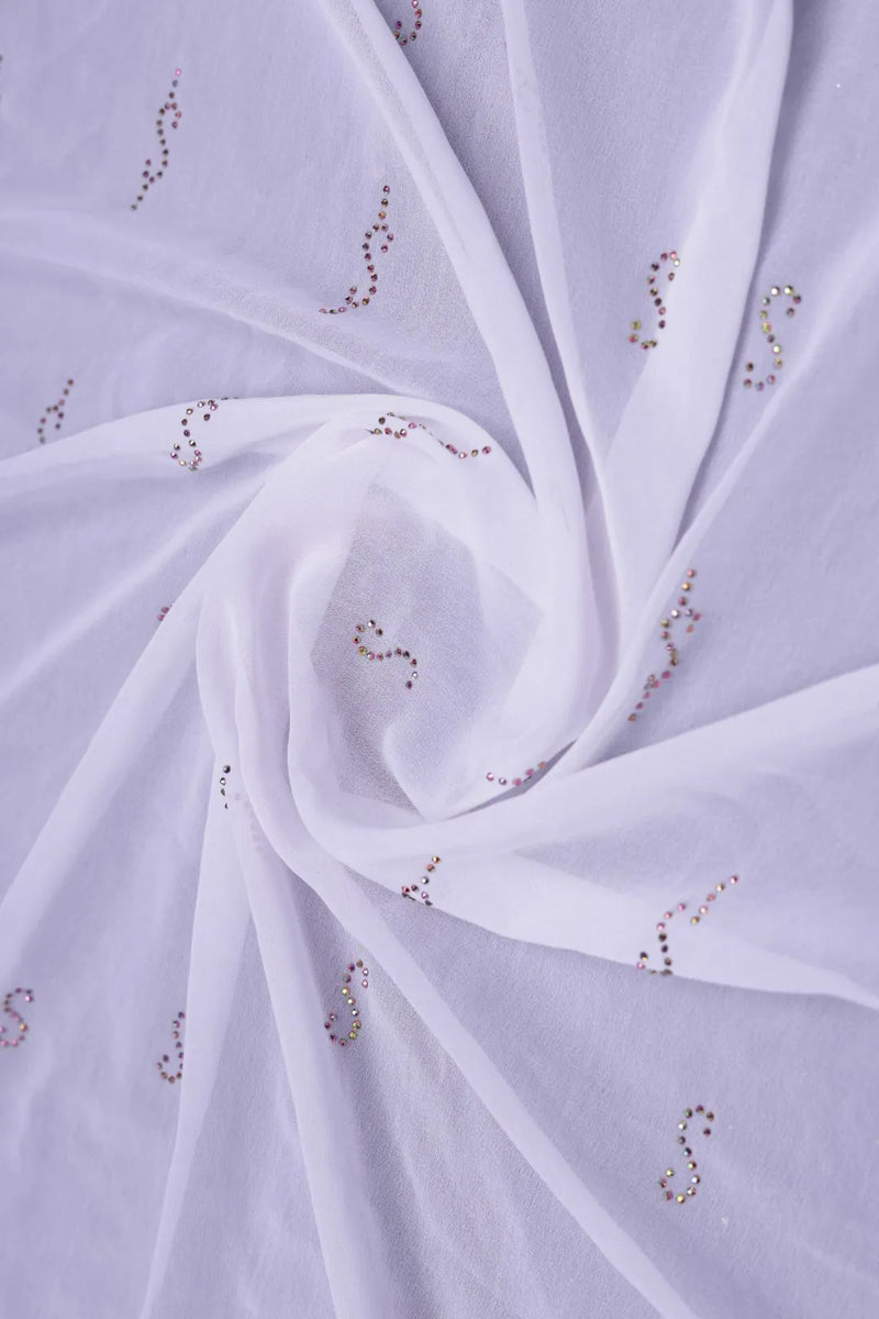 Embroidered Fancy Stole with Delicate Diamond Work