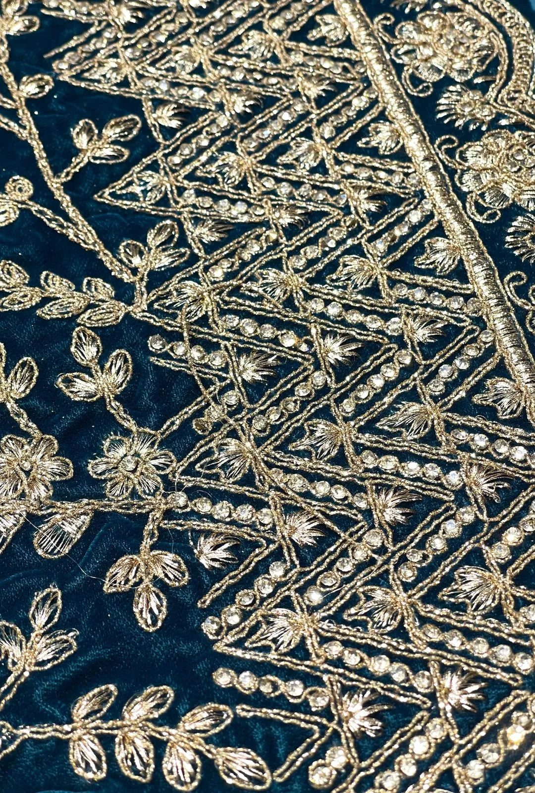 Embroidered Velvet Fabric for Bridal, Kaftan & Couture Creations