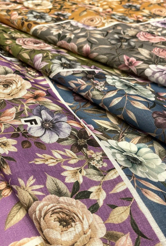 Enchanting Vintage Floral Chiku Linen Boutique Fabric Yardage
