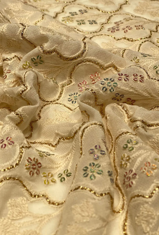 Exceptional Embroidered Georgette Material With Sequence Work