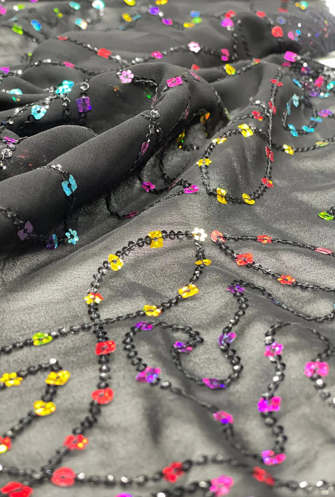 Exclusive Georgette Fabric With Multi Sequence Embroidery Work