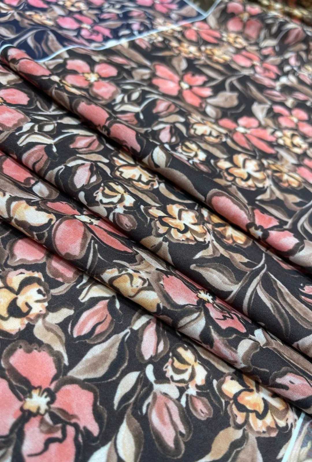 Exquisite Dark Rose Printed London Cotton Elite Kaftan Fabric