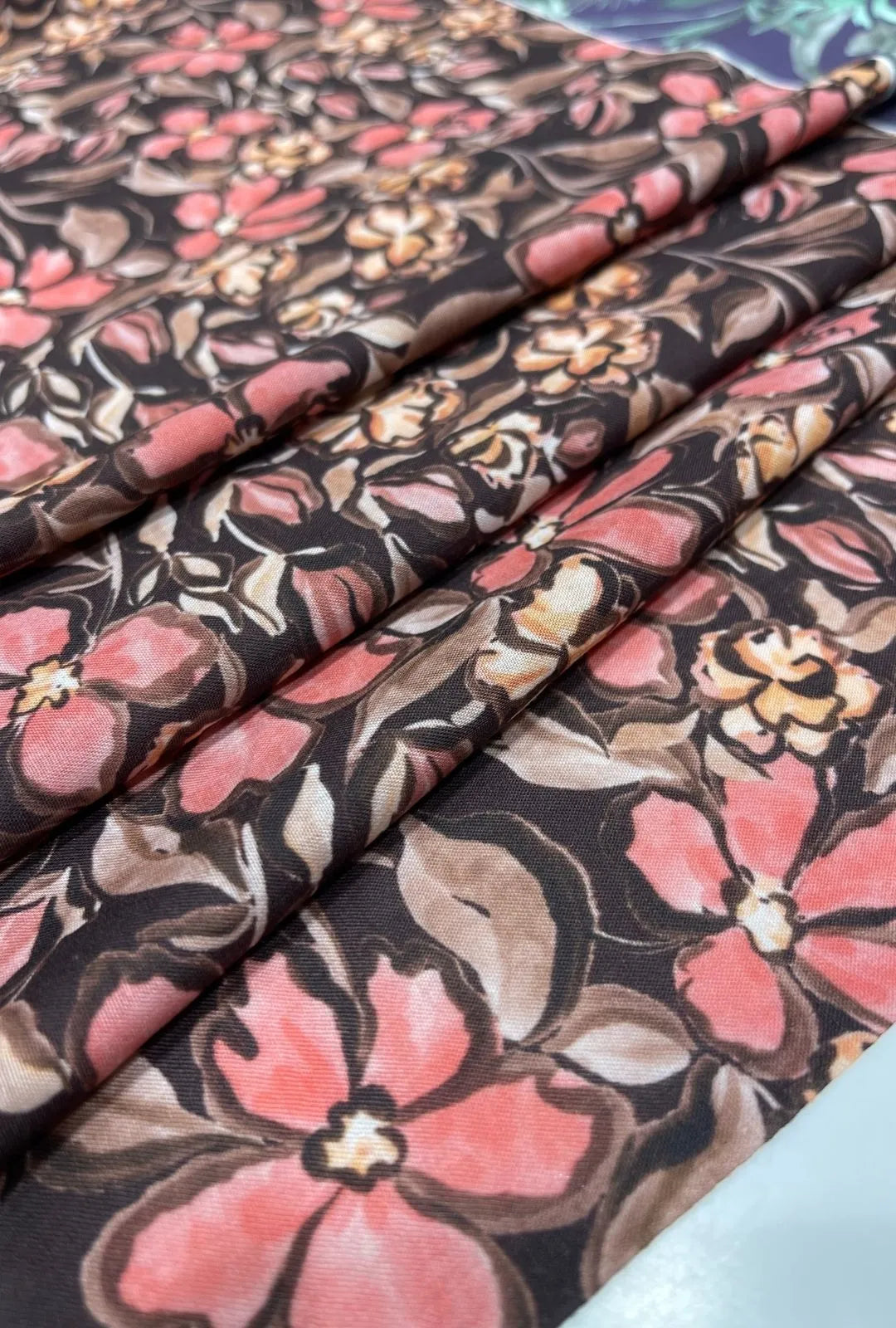Exquisite Dark Rose Printed London Cotton Elite Kaftan Fabric