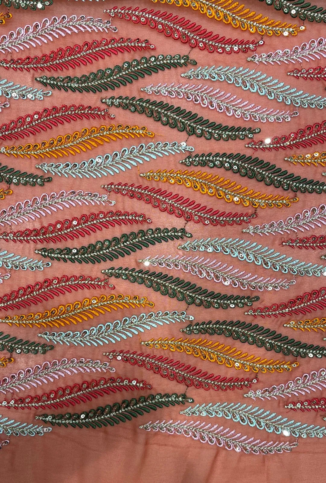 Exquisite Embroidered Georgette Fabric With Sequence Detailing