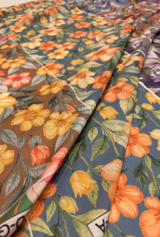Exquisite Floral Digital Printed London Cotton Jalabeya Fabric
