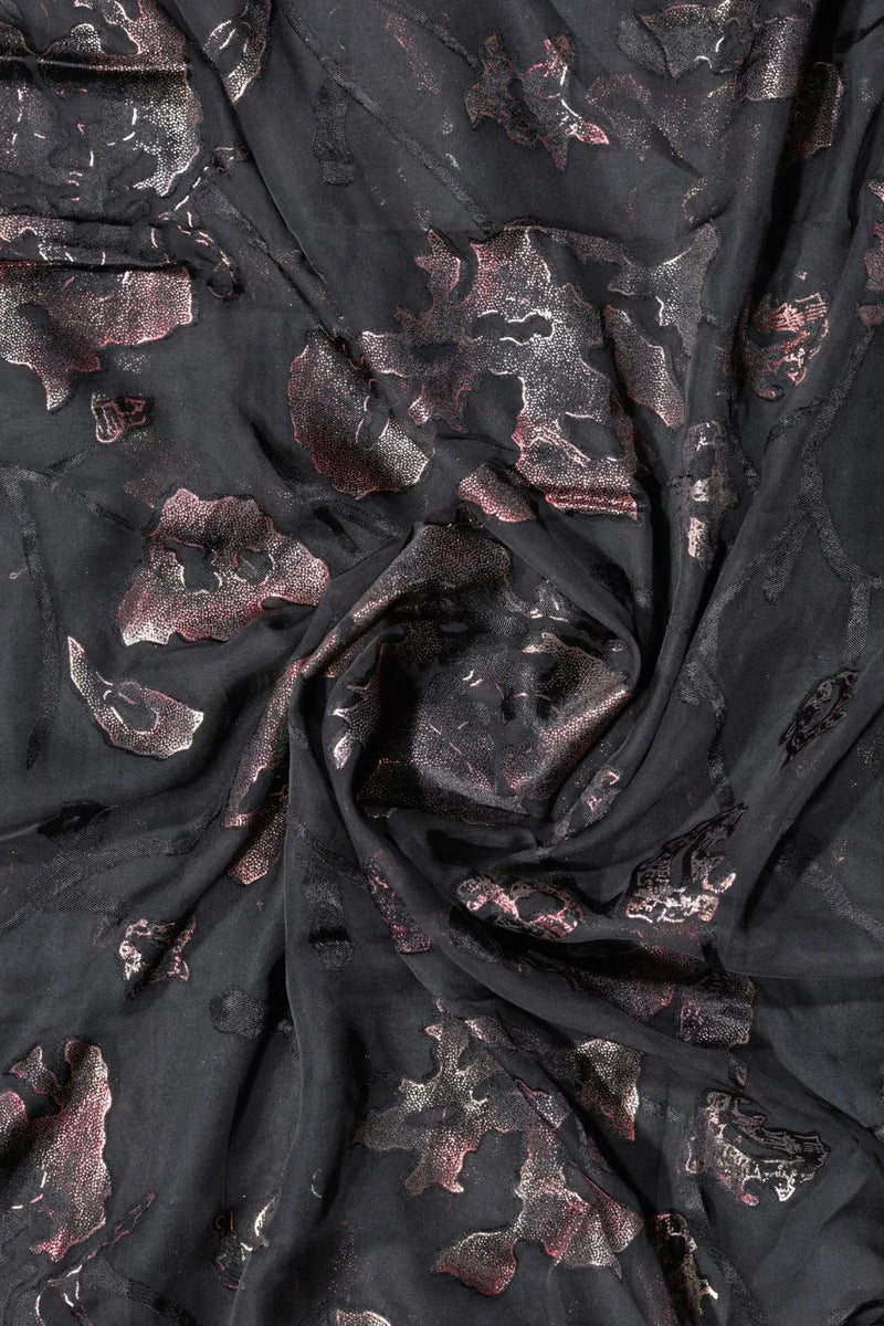 Exquisite Foil Detailing on Brasso Fabric for a Stylish